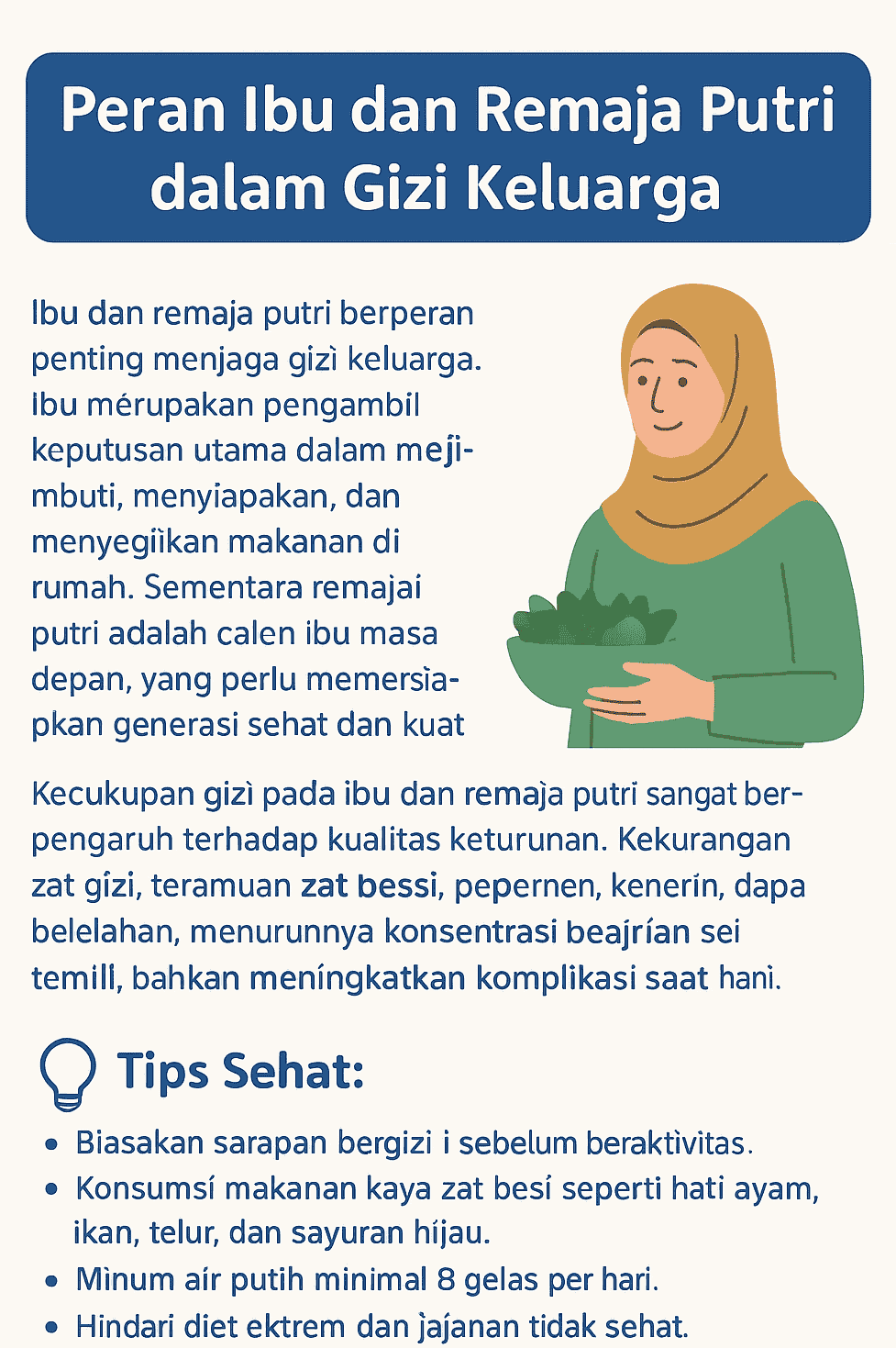 Peran Ibu dan Remaja Putri dalam Gizi Keluarga